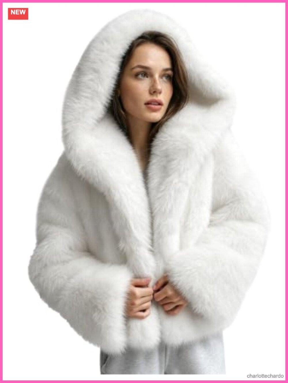 Faux Fur Coat with Hood Cropped Fluffy Jacket